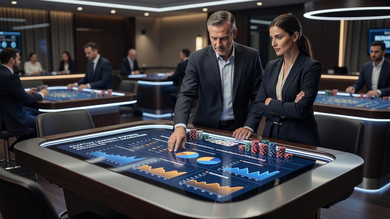 Close-up of adaptive bankroll dashboard on a tablet during a live dealer table session