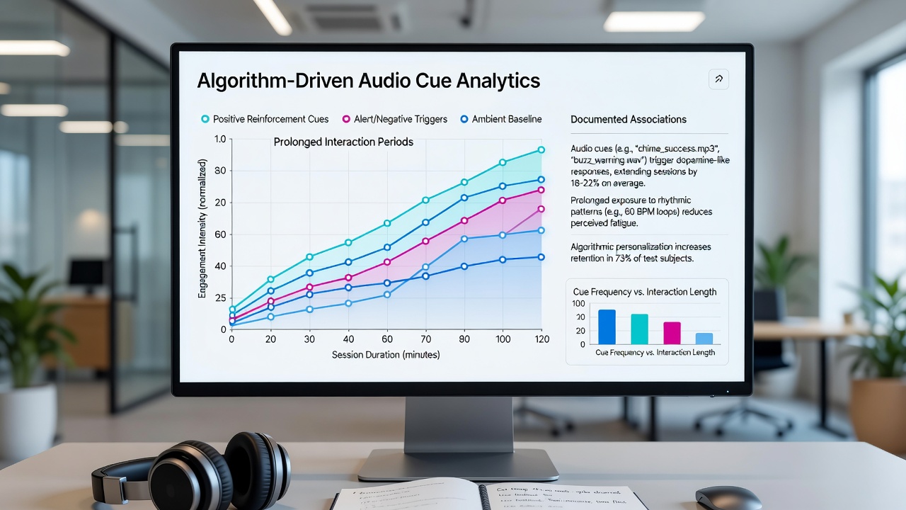 Data visualization of session length increases linked to adaptive audio triggers in online slots