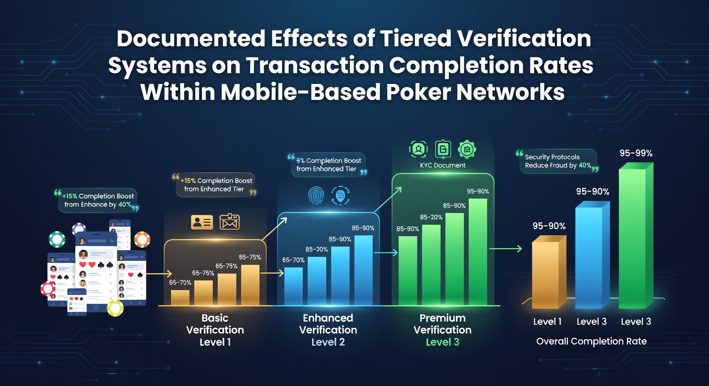 Chart showing transaction completion rates across different verification tiers in mobile poker platforms