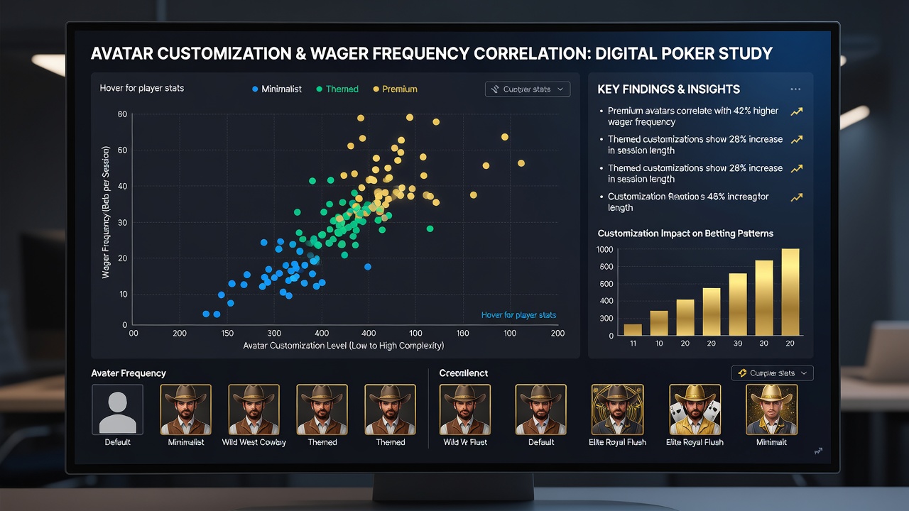 Graph displaying wager frequency trends linked to avatar customization levels in online poker environments