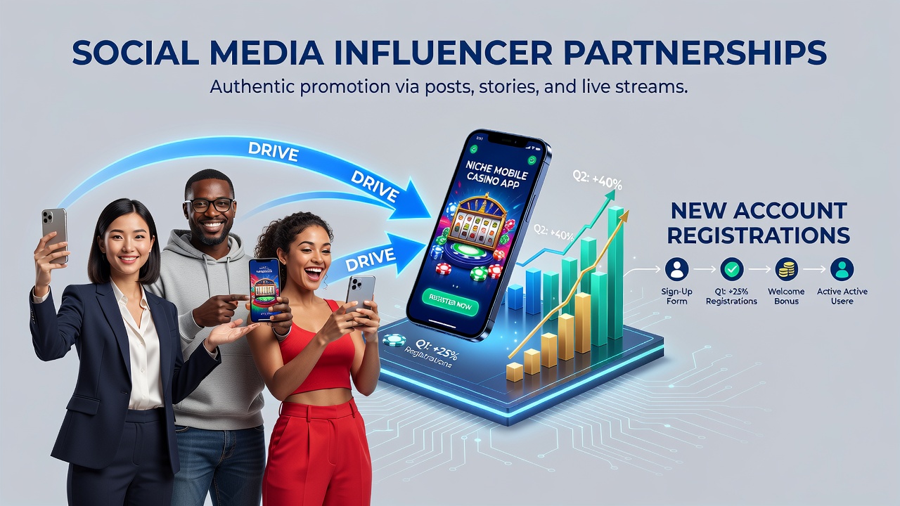 Social media influencer promoting a niche mobile casino app to followers on a smartphone screen