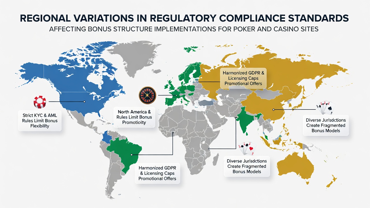 Overview of regulatory documents and bonus structures across different international jurisdictions for online poker and casino platforms