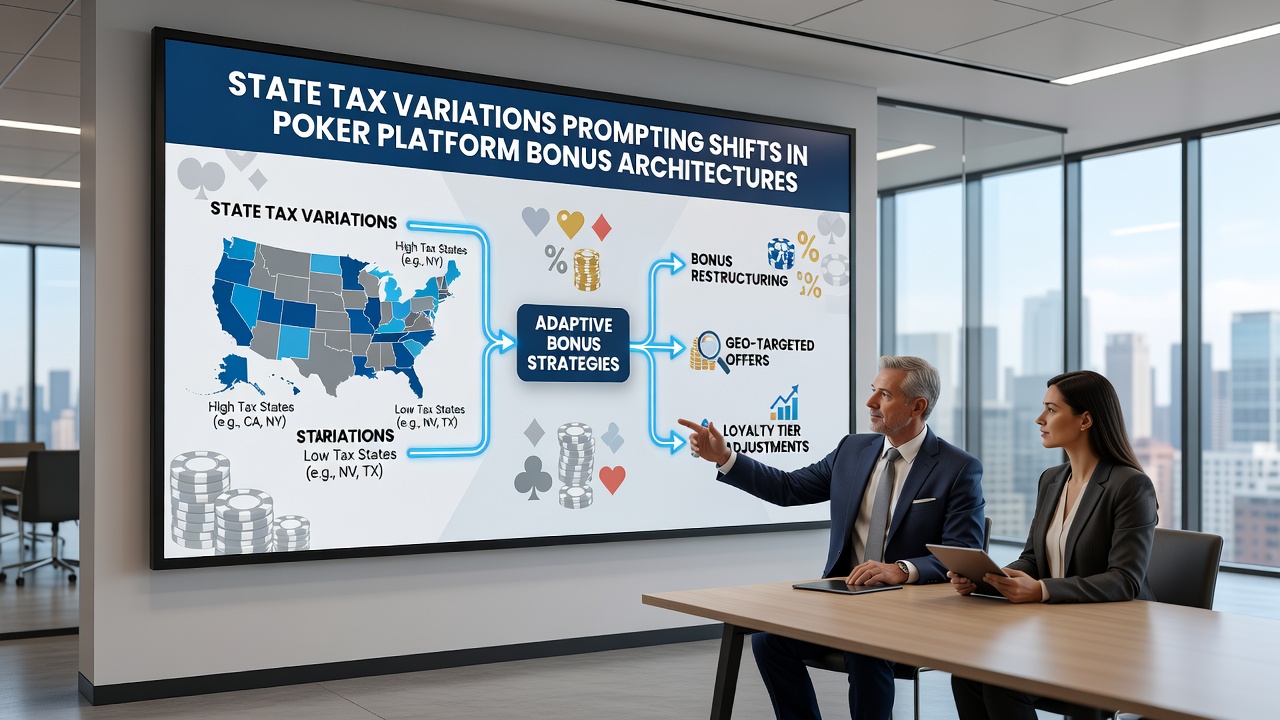 Poker players reviewing bonus terms on multiple state-regulated platforms
