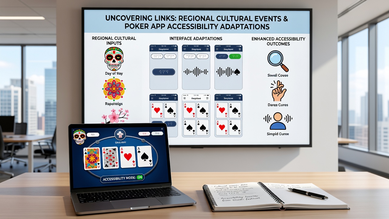 Poker app interface showing cultural adaptations during a regional festival with accessible design elements